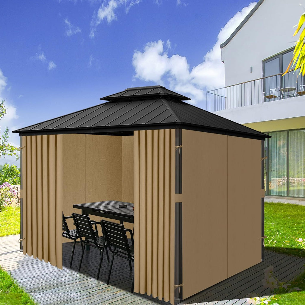 12'x12' Gazebo Curtains Outdoor Waterproof, 4-Panels Sidewalls with Zipper, Universal Replacement for Patio Privacy Screen(Only Curtains)