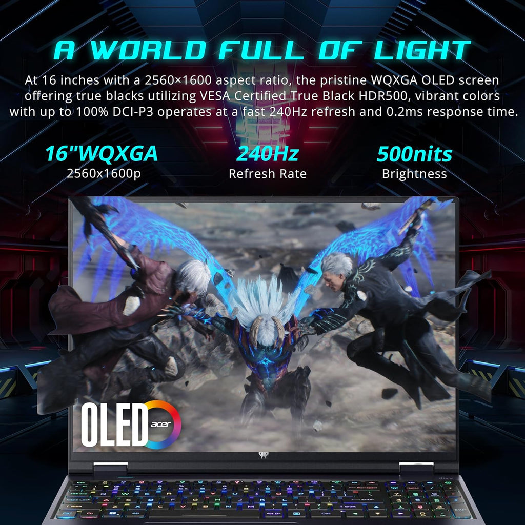acer Predator 16 AI 16' WQXGA Gaming Laptop, Intel Core Ultra 9-275HX, Geforce RTX 5090, 32GB RAM, 3TB Storage(2TB SSD+1TB Docking Station Set), Per-Key RGB Keyboard, Wi-Fi 7, Win 11, Black