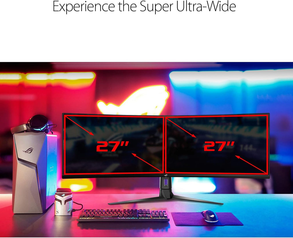 ASUS ROG Strix XG49VQ 49' Curved Gaming FreeSync Monitor 144Hz Dual Full HD HDR Eye Care with DP HDMI Black
