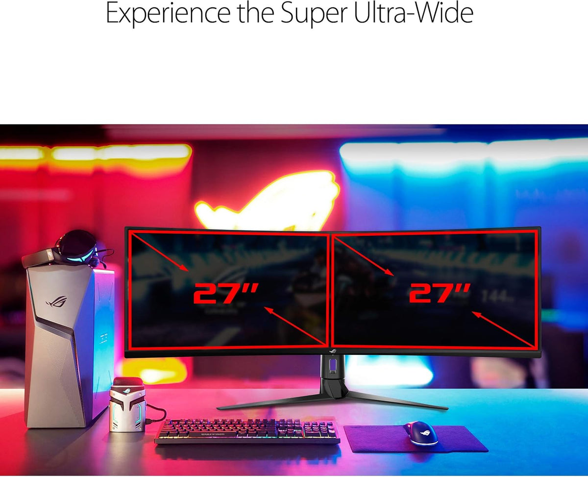 ASUS ROG Strix XG49VQ 49' Curved Gaming FreeSync Monitor 144Hz Dual Full HD HDR Eye Care with DP HDMI Black