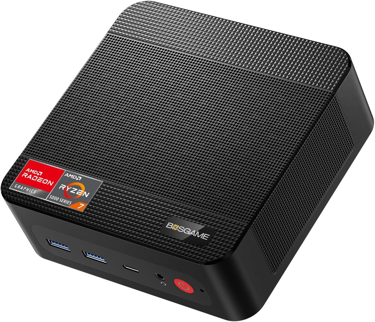 BOSGAME P4 Mini PC Desktop Computers, Ryzen 7 5825U, 32GB DDR4, 1TB M.2 2280 NVMe SSD, 11 Pro, Dual LAN 2.5G, Wi-Fi 6E, BT5.2, 4K Triple Display HDMI+DP+Type-C