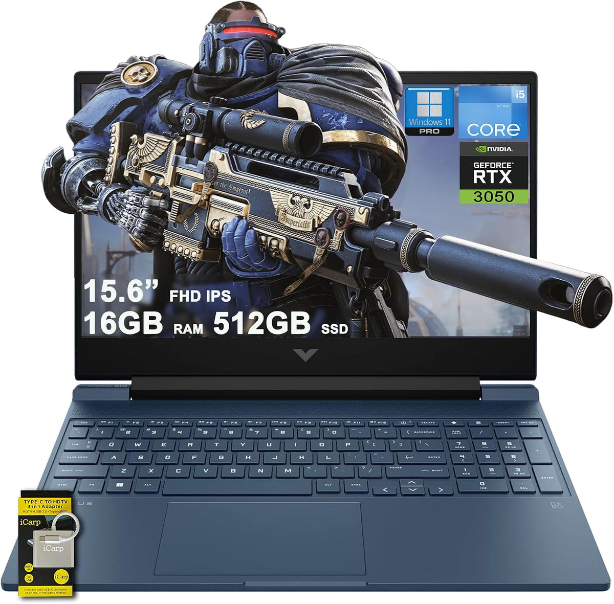 HP Victus 15 Gaming Laptop 15.6' FHD IPS Anti-Glare 144Hz Intel 8-core i5-12450H (Beats i7-11800H) 16GB RAM 512GB SSD GeForce RTX 3050 Backlit B&O Fast Charge Win11Pro w/ICP Accessory