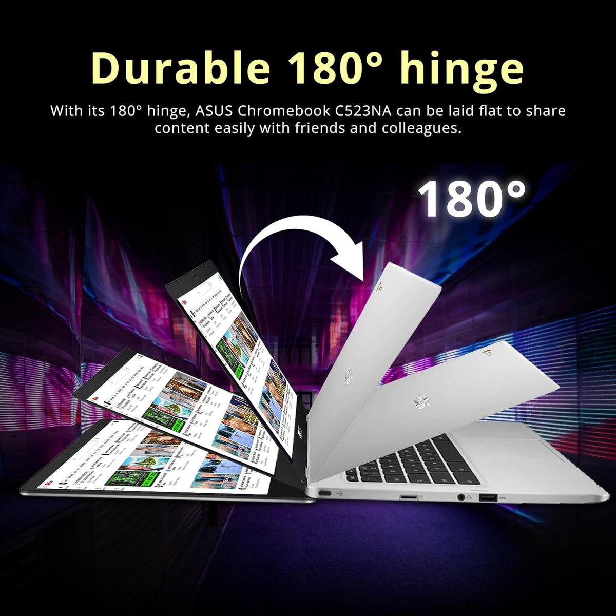 Asus C523NA Chromebook 15.6'' HD Laptop, Intel Celeron N3350 Processor, 4GB RAM, 64GB eMMC Flash Memory, Intel HD Graphics, HD Webcam, Stereo Speakers, Chrome OS, Silver, (renewed)