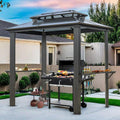 Endark 8'x5' Grill Hardtop Polycarbonate Gazebo with Double Roof, Aluminum Frame and Galvanized Steel Construction, Ideal for Patio, Lawn, and Backyard