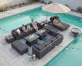 NICESOUL 18 Piece Outdoor Patio Furniture Set with Fire Pit, Large Size 14-Person Outdoor Sectional with Fire Pit & Chaise Lounge, 500 lbs Heavy Duty All-Weather Backyard Sitting Group, Grey