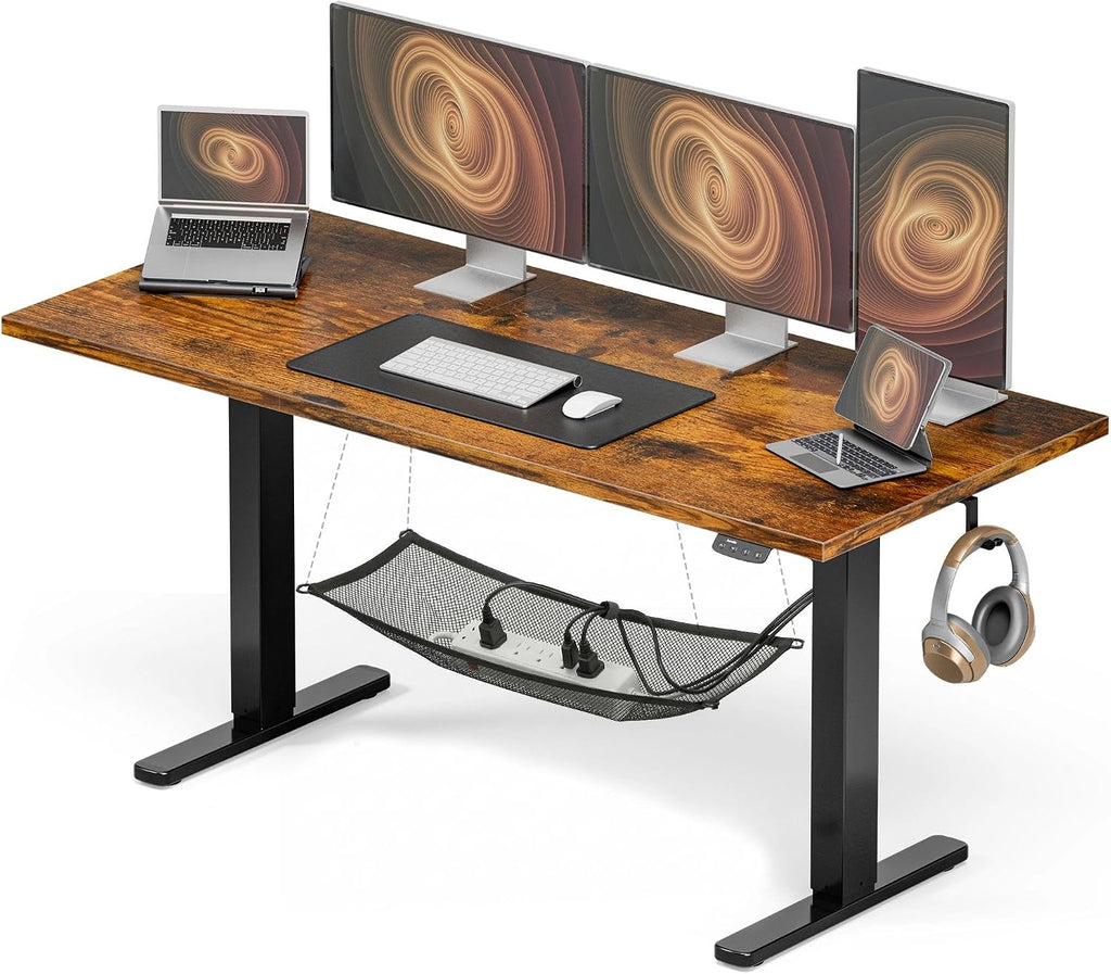 Acrolix Electric Standing Desk, Height Adjustable Home Office Desk with Memory Presets & Cable Management,Rustic Brown Sit Stand Desk for Work from Home, Ergonomic Computer Desk (55' x 24')
