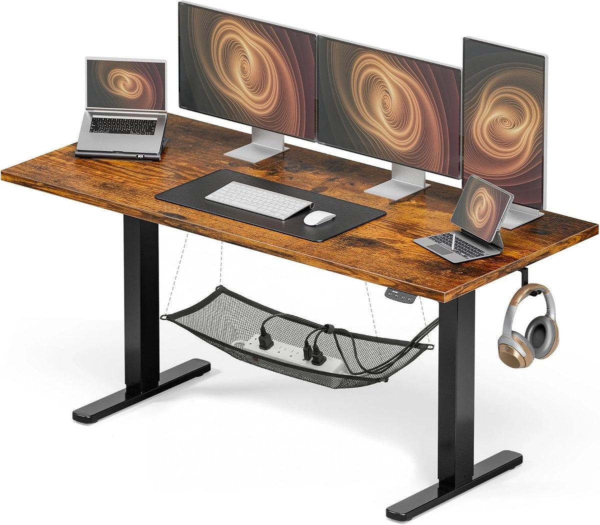 Acrolix Electric Standing Desk, Height Adjustable Home Office Desk with Memory Presets & Cable Management,Rustic Brown Sit Stand Desk for Work from Home, Ergonomic Computer Desk (55' x 24')