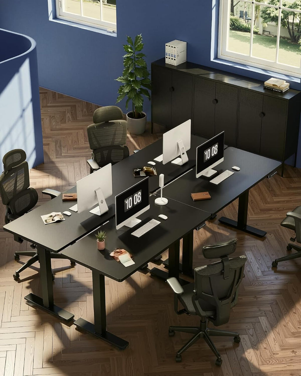 FLEXISPOT EN1 One-Piece Standing Desk, Electric Adjustable with 4 Memory Presets, 176 LBS Capacity, Stable & Quiet, Seamless Desktop for Home Office & Dual Monitors, 60'x24' Black