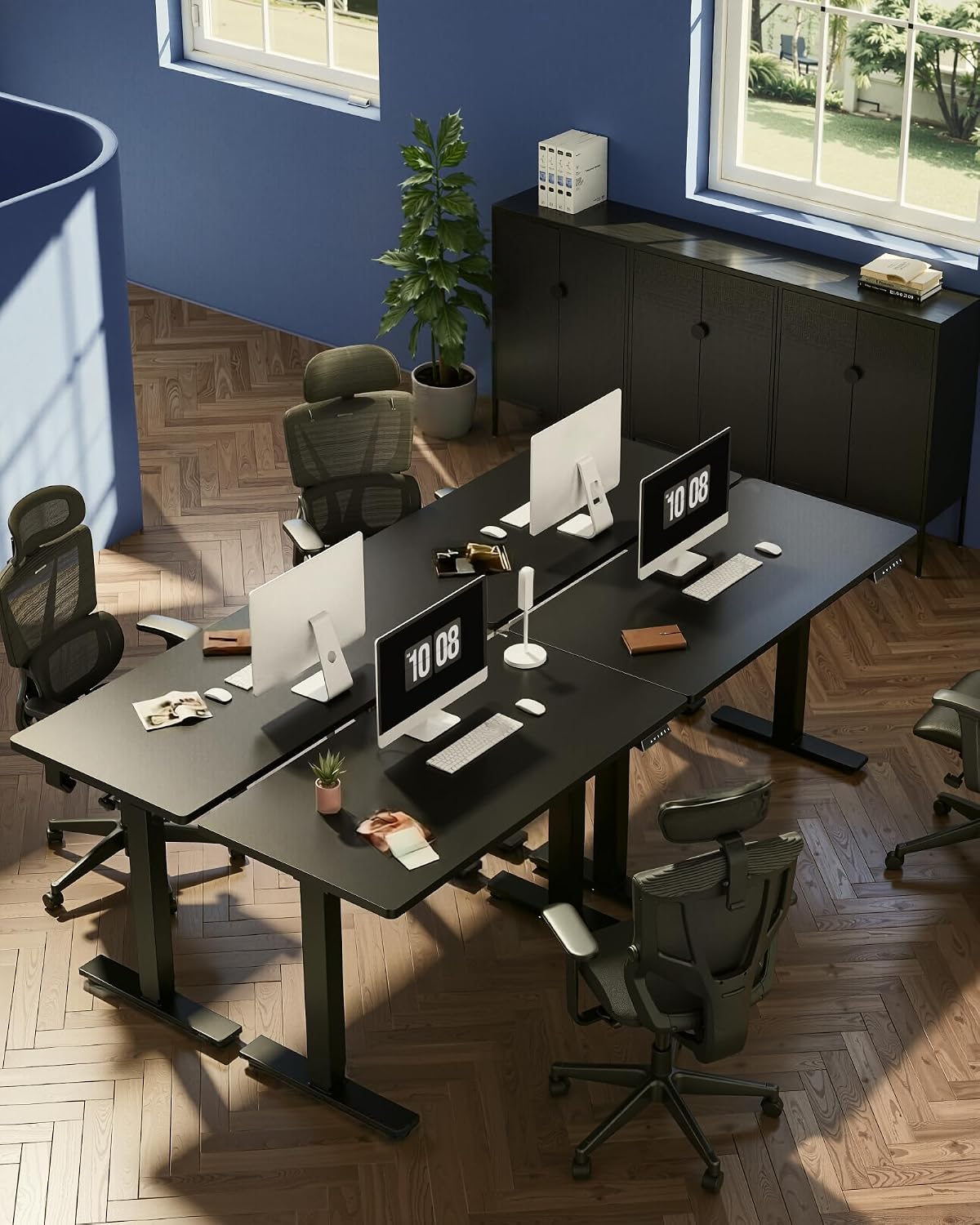 FLEXISPOT EN1 One-Piece Standing Desk, Electric Adjustable with 4 Memory Presets, 176 LBS Capacity, Stable & Quiet, Seamless Desktop for Home Office & Dual Monitors, 60'x24' Black