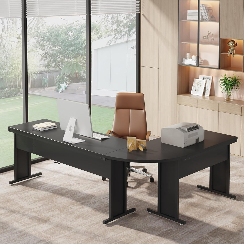 Tribesigns 83-Inch Large L Shaped Desk, Reversible Executive Office Desk, Modern Corner Computer Table Business Workstation for Home Office, Black