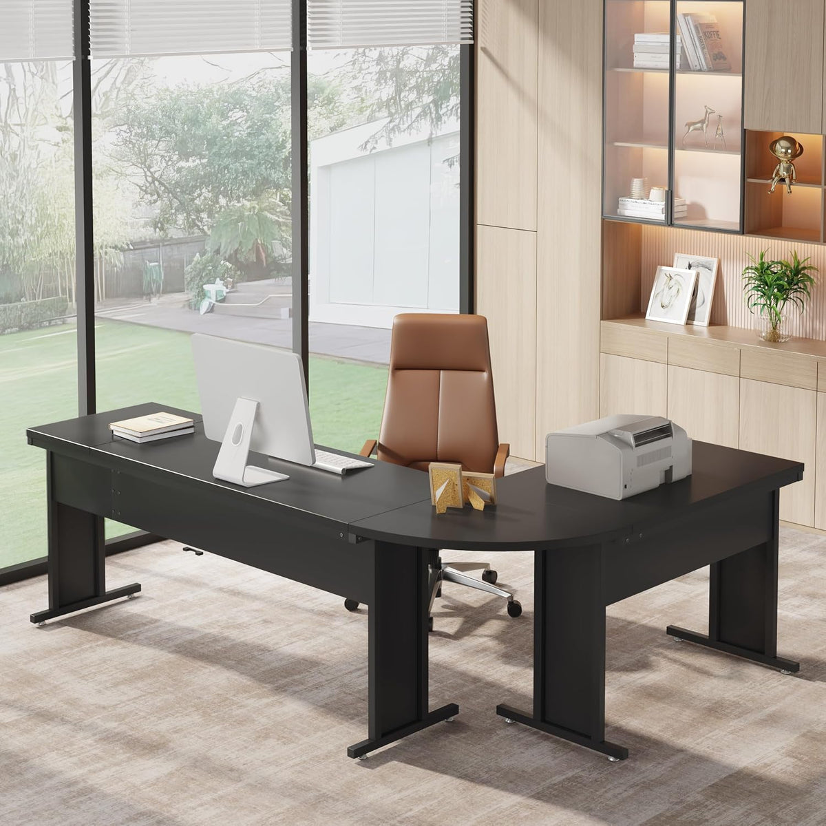 Tribesigns 83-Inch Large L Shaped Desk, Reversible Executive Office Desk, Modern Corner Computer Table Business Workstation for Home Office, Black