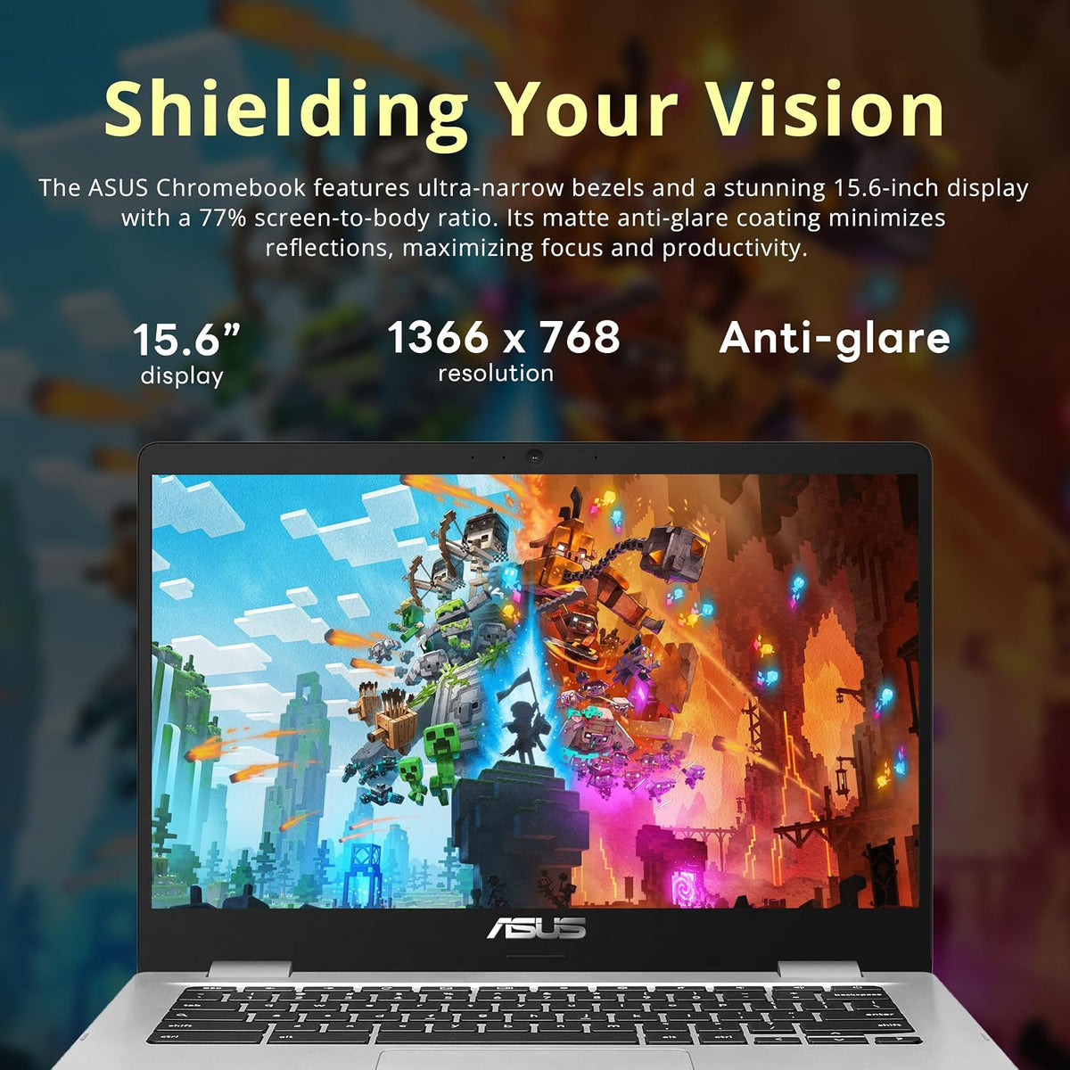 Asus C523NA Chromebook 15.6'' HD Laptop, Intel Celeron N3350 Processor, 4GB RAM, 64GB eMMC Flash Memory, Intel HD Graphics, HD Webcam, Stereo Speakers, Chrome OS, Silver, (renewed)