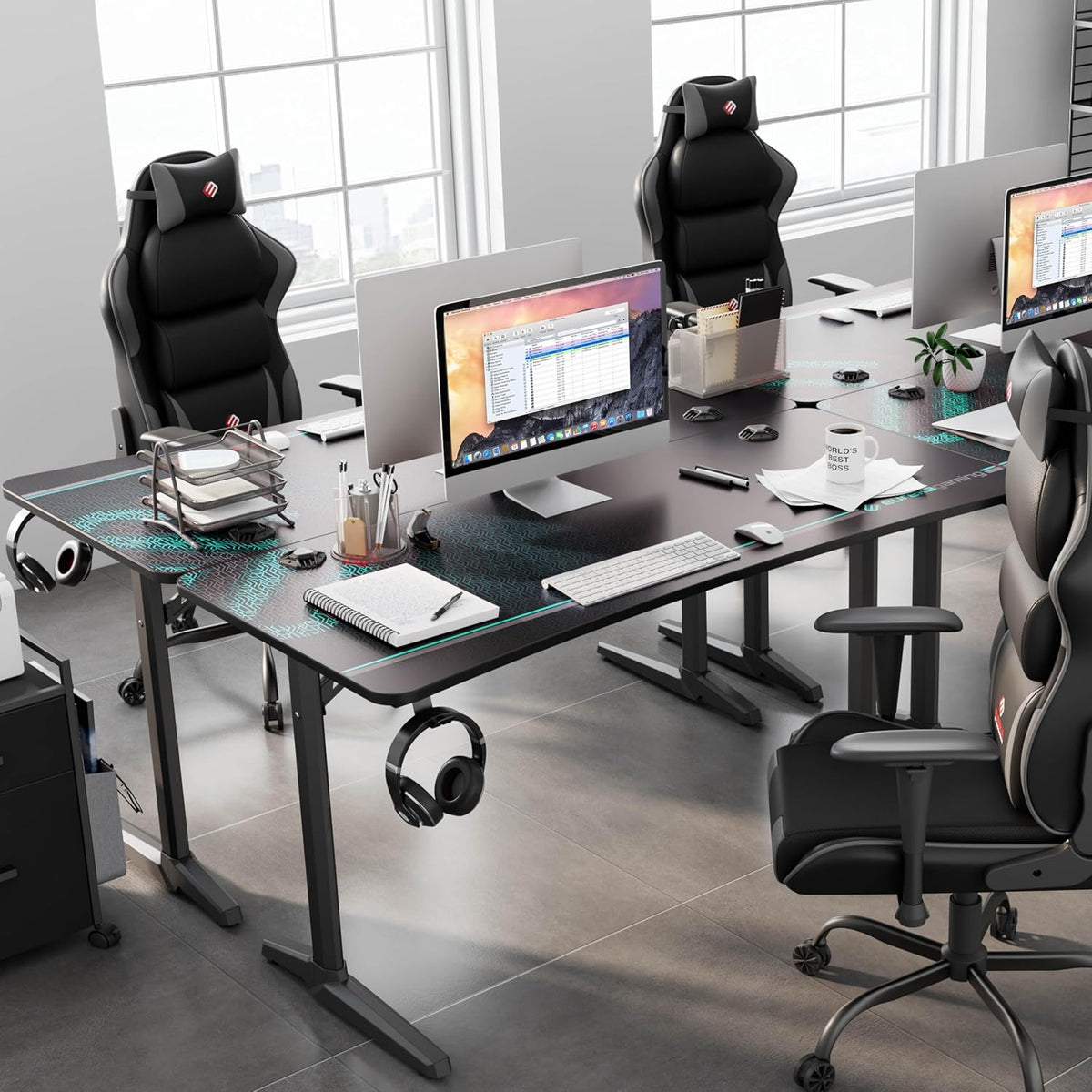 EUREKA ERGONOMIC Gaming Desk 60' Home Office Computer Desk, New Polygon Legs Design, Captain Series (60 Inch, Black)