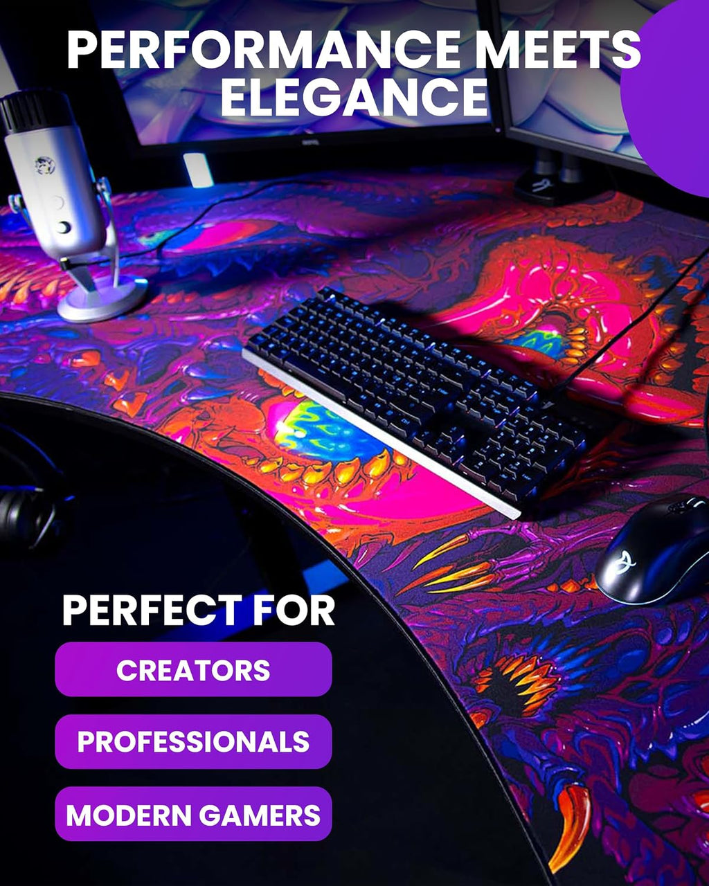 Arozzi Arena Angelo L Shaped GamingDesk, PC Gaming Desk L Shape, Height Adjustable L Shaped StandingDesk for Home Office, ComputerDesk with Full Coverage Mouse Pad (Crawling Chaos)