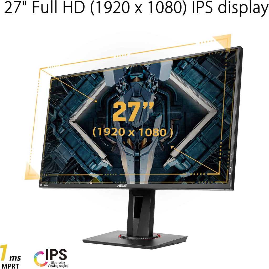 ASUS TUF Gaming 27' 1080P Monitor (VG279QR) - Full HD, IPS, 165Hz, 1ms, Extreme Low Motion Blur, G-SYNC Compatible, Shadow Boost, VESA Mountable, DisplayPort, HDMI, Height Adjustable