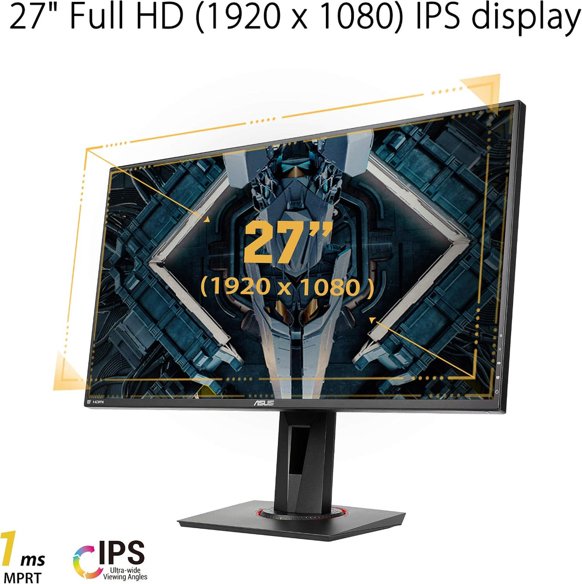 ASUS TUF Gaming 27' 1080P Monitor (VG279QR) - Full HD, IPS, 165Hz, 1ms, Extreme Low Motion Blur, G-SYNC Compatible, Shadow Boost, VESA Mountable, DisplayPort, HDMI, Height Adjustable