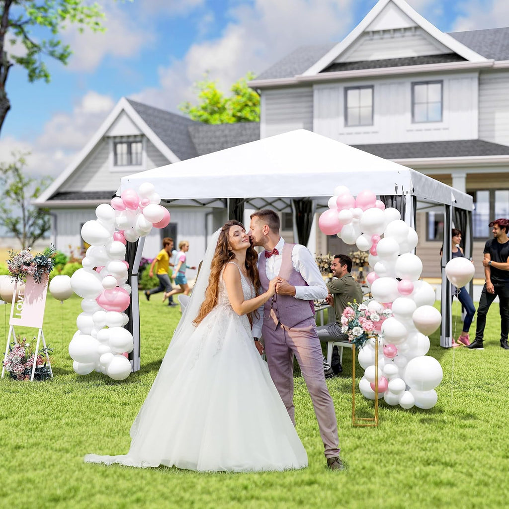 Outsunny 10' x 20' Pop Up Canopy Tent with Netting, Heavy Duty Large Party Tent, Instant Sun Shelter with Carry Bag for Backyard Garden Patio, Cream White