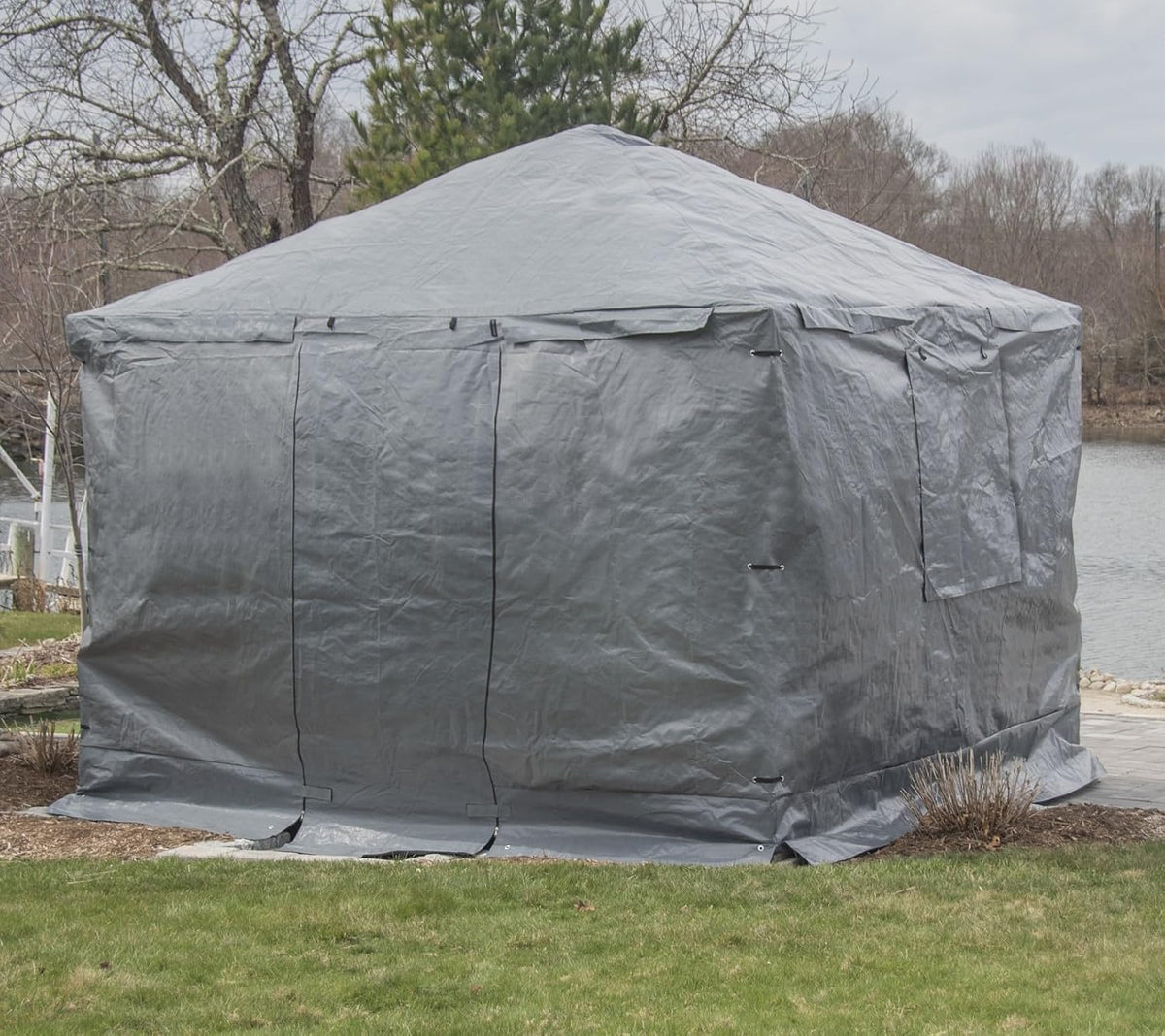 Sojag Winter Cover for Gazebos, Waterproof 10' x 16' Gazebo Accessory with Roll-Up Door, and Vented Panels, All-Season Outdoor Storage