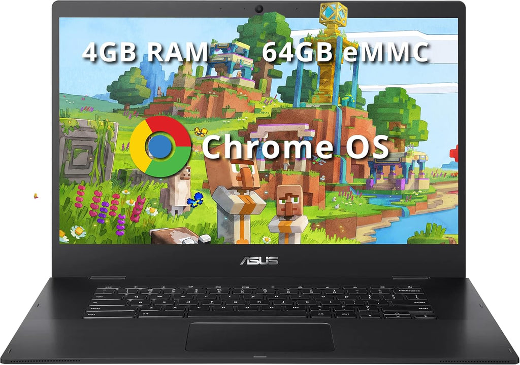 ASUS Chromebook CX1 15.6' FHD Laptop, Intel Celeron N3350 Processor, 4GB RAM, 64GB eMMC Flash Memory, Intel HD Graphics, 720P Webcam, Stereo Speakers, Chrome OS, Black (Renewed)
