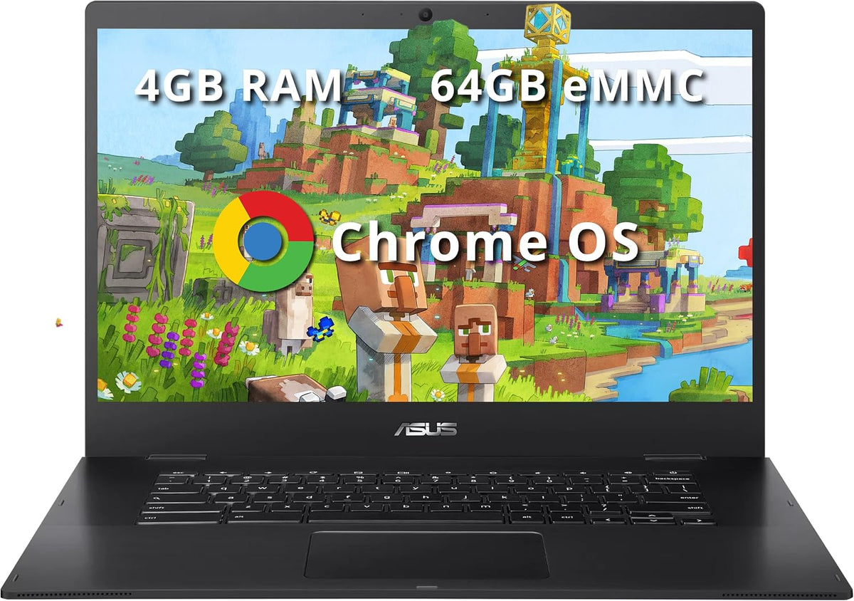 ASUS Chromebook CX1 15.6' FHD Laptop, Intel Celeron N3350 Processor, 4GB RAM, 64GB eMMC Flash Memory, Intel HD Graphics, 720P Webcam, Stereo Speakers, Chrome OS, Black (Renewed)