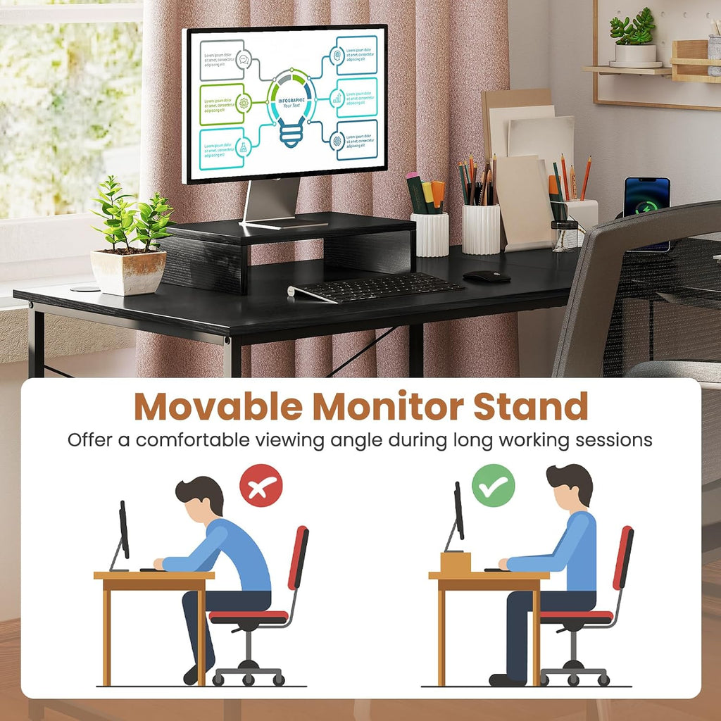 Tangkula L-Shaped Computer Desk with Power Outlets, 95' Long 2-Person Desk with Monitor Shelf, Modern Corner Desk Gaming Table with USB Ports for Home Office