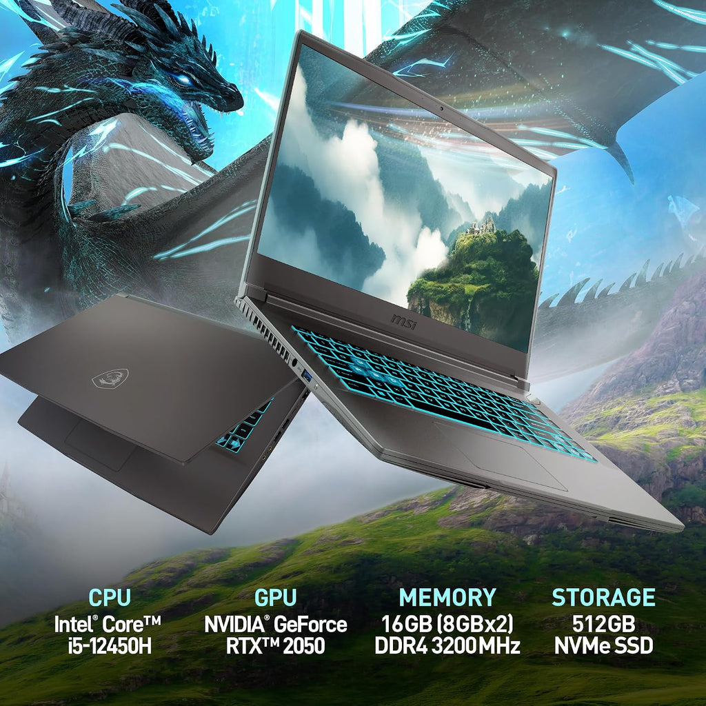 msi Thin 15 15.6' 144Hz FHD Gaming Laptop: Intel Core i5-12450H, NVIDIA Geforce RTX 2050, 16GB DDR5, 512GB NVMe SSD, Cooler Boost 5, Win 11: Black B13UCX-2041US