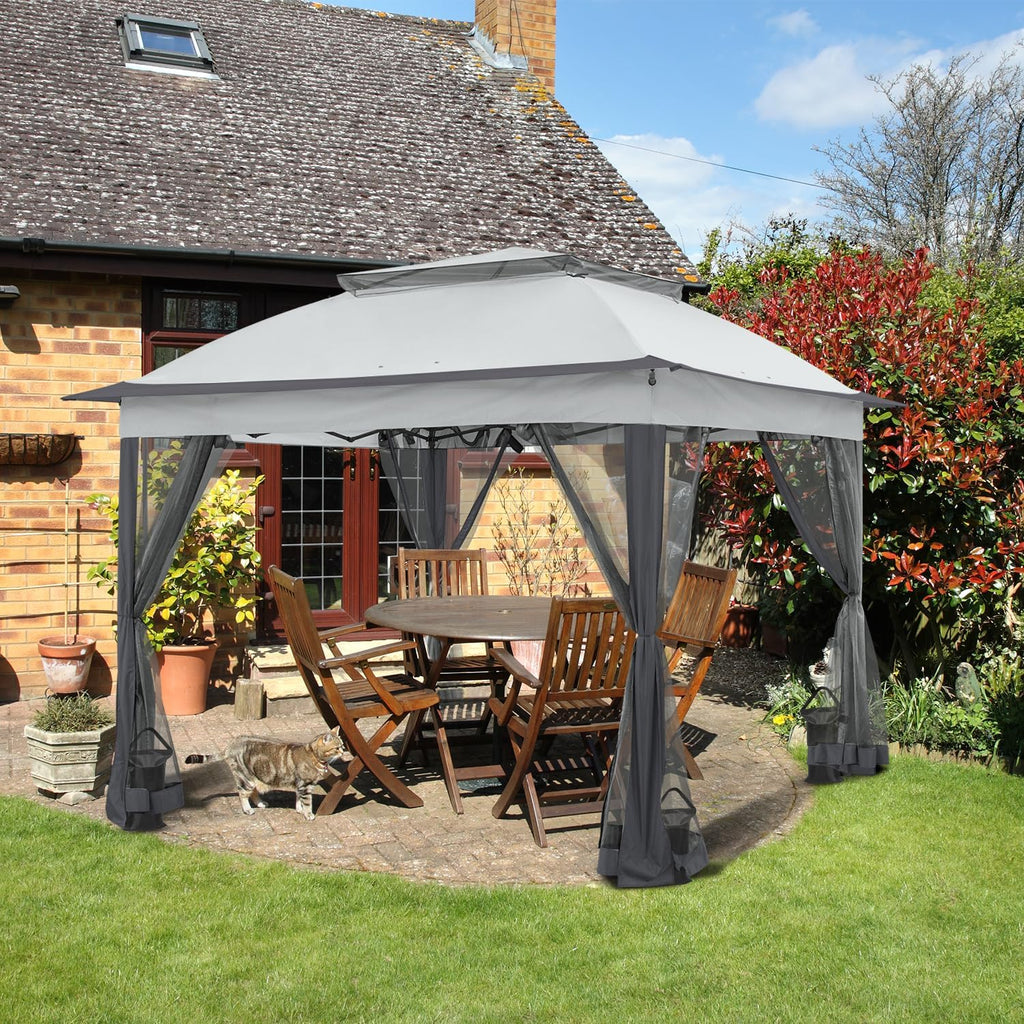 COOS BAY 11x11 Pop Up Gazebo with Mesh Netting, Instant Outdoor Canopy Tent, Water Resistant Shelter with UPF 50+ UV Protection, 121 Sq Ft Coverage, Gray