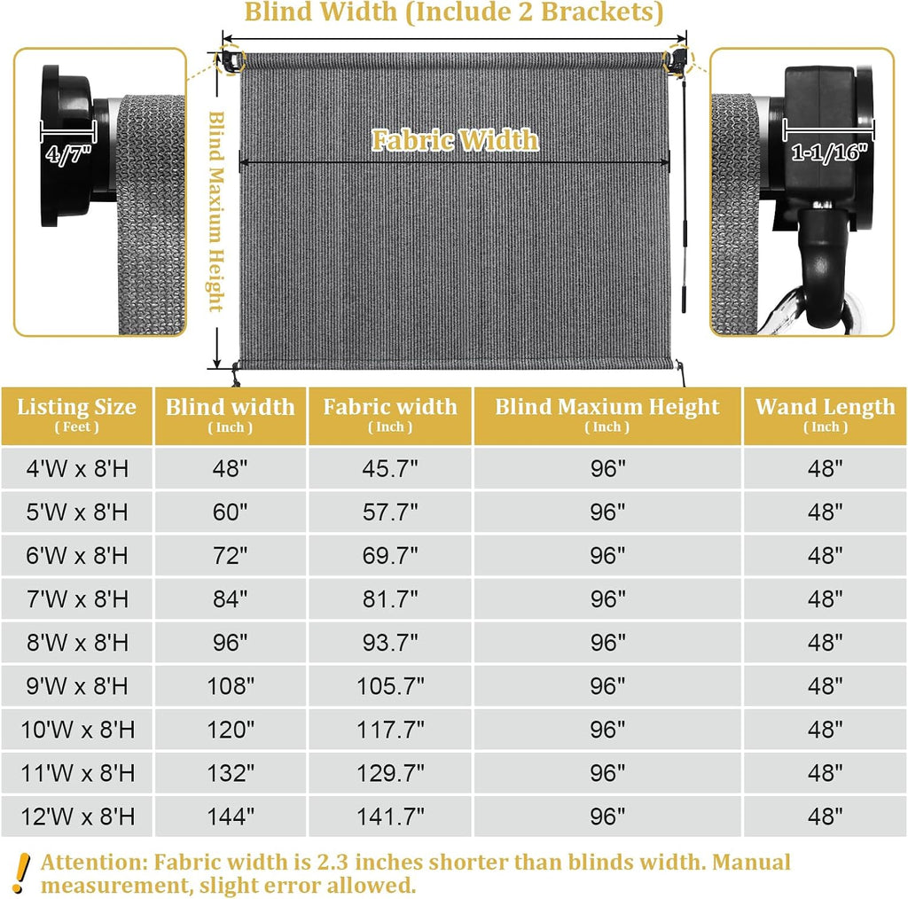 Shade&Beyond Patio Shades Roll Up Outdoor 11' W x 8' H, Cordless Roller Shade Blinds with 90% UV Protection, Exterior Sunshade Cloth Roll for Pergola Porch Gazebo Balcony, Gray