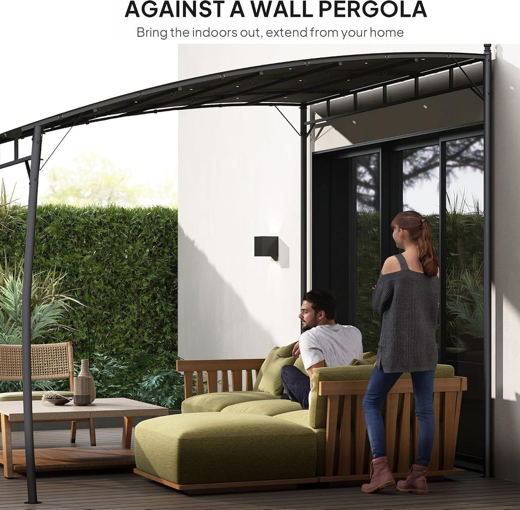 Outsunny 10' x 10' Outdoor Pergola Gazebo with UV-Resistant Canopy and Metal Frame, Sun Shade Shelter for Porch, Patio, Deck, Backyard, Charcoal Gray