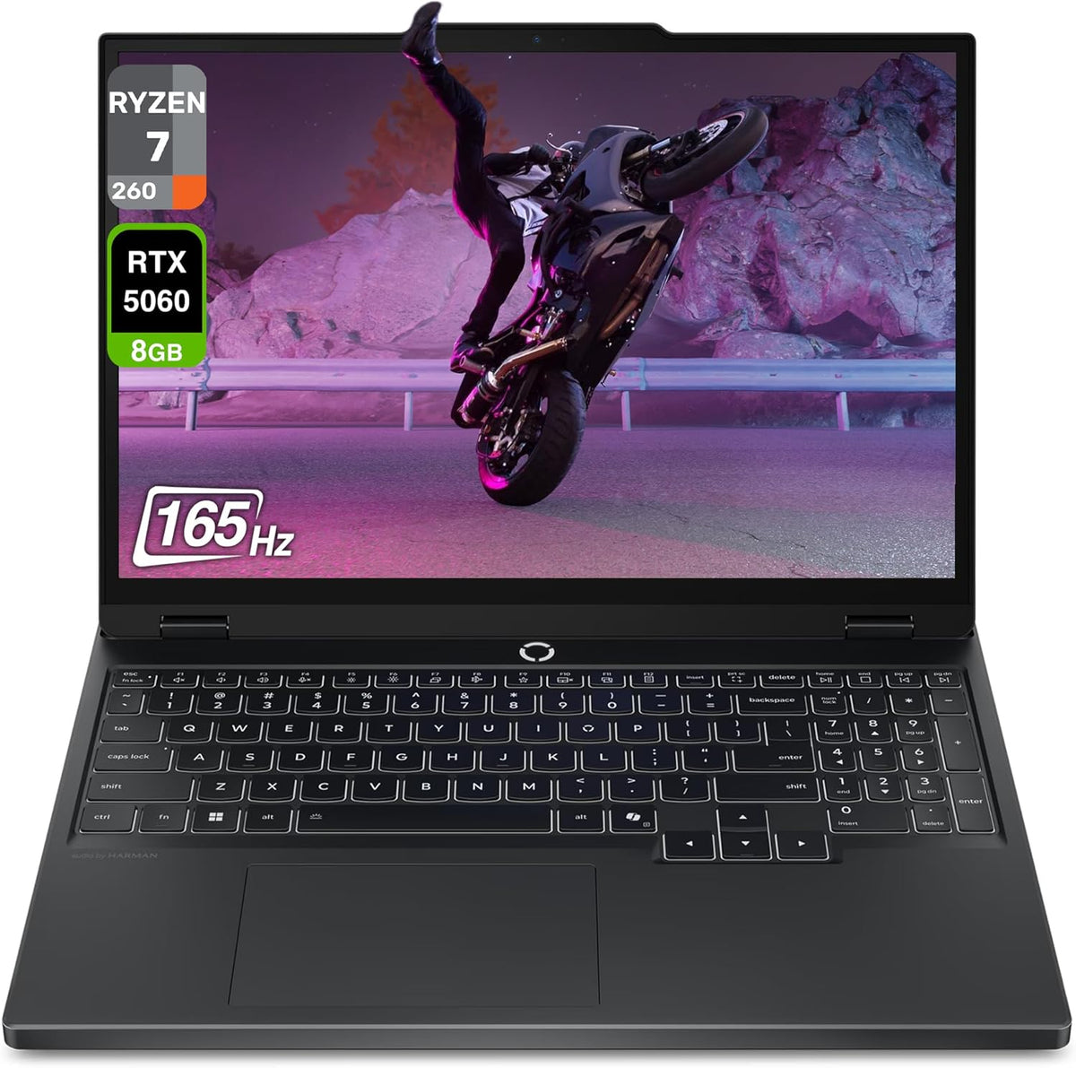 Lenovo Legion 5 Gen 10 Gaming Laptop, AMD Ryzen 7-260, 16 GB DDR5 RAM, 2 TB PCIe SSD, 15.1' WQXGA (2560x1600) Display, Nvidia G-Force RTX 5060, 24-Zone RGB Backlit Keyboard, W11 Home, Eclipse Black