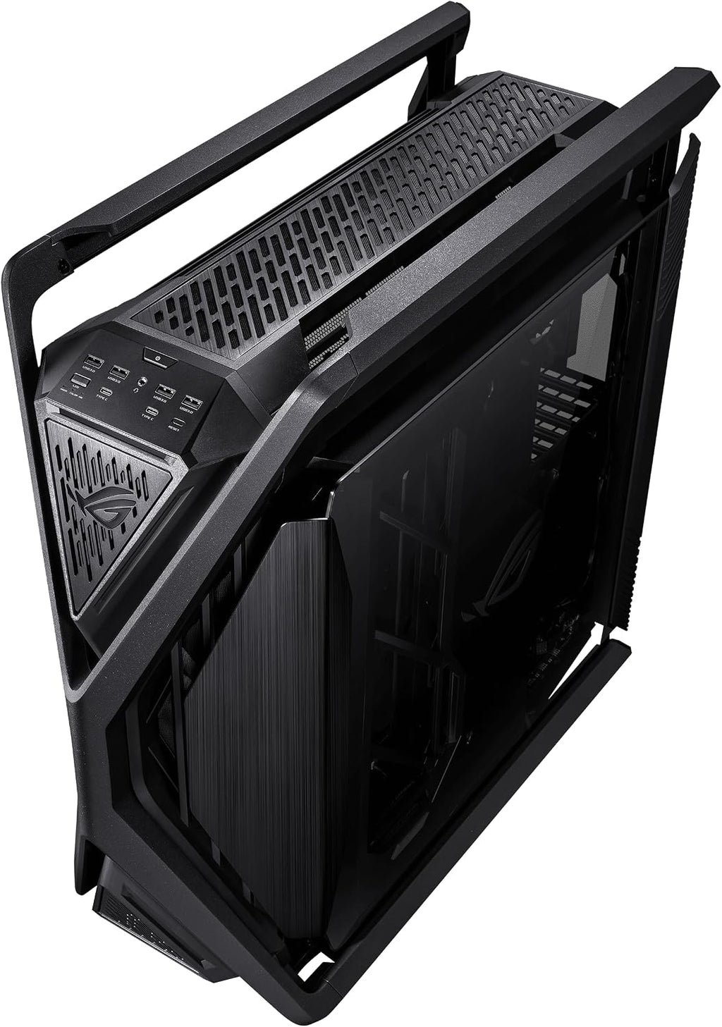 ASUS ROG Hyperion GR701 BTF Edition PC case, ASUS ATX BTF motherboards Support, 420 mm Dual Radiator Support, Four 140 mm Fans, Metal GPU Holder, Component Storage, ARGB Fan hub, 60W Fast Charging
