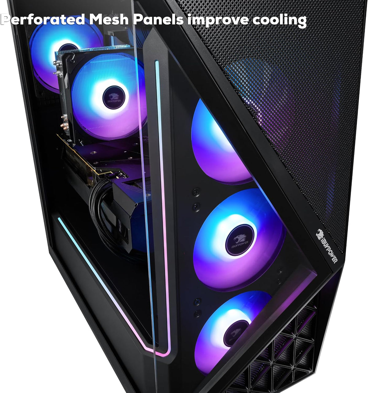 iBUYPOWER Slate Black Gaming PC Desktop Computer AMD Ryzen 7 8700F CPU, AMD Radeon RX 9060XT 8GB GPU, 32GB DDR5 RGB 5200MHz RAM, 2TB NVMe SSD, Windows 11 Home, Gamer Keyboard and Mouse - SBA7R96XT03