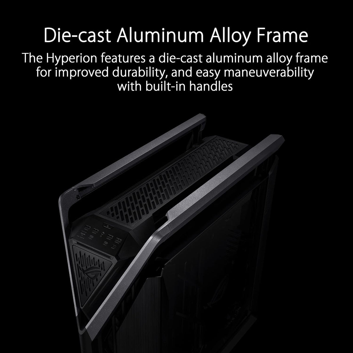 ASUS ROG Hyperion GR701 EATX Full-Tower Gaming Case, High Airflow Design, Tool-Free Side Panels, Pre-Installed 4x140mm Fans, Supports 420mm Radiators, Built-in Graphics Card Holder, Front USB Type-C