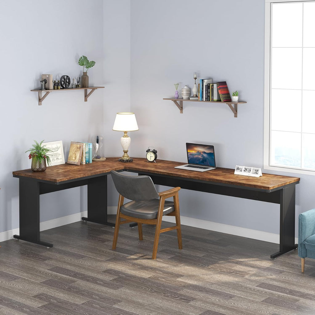 Tribesigns 83-Inch Large L Shaped Desk, Reversible Executive Office Desk, Modern Corner Computer Table Business Workstation for Home Office (Brown)