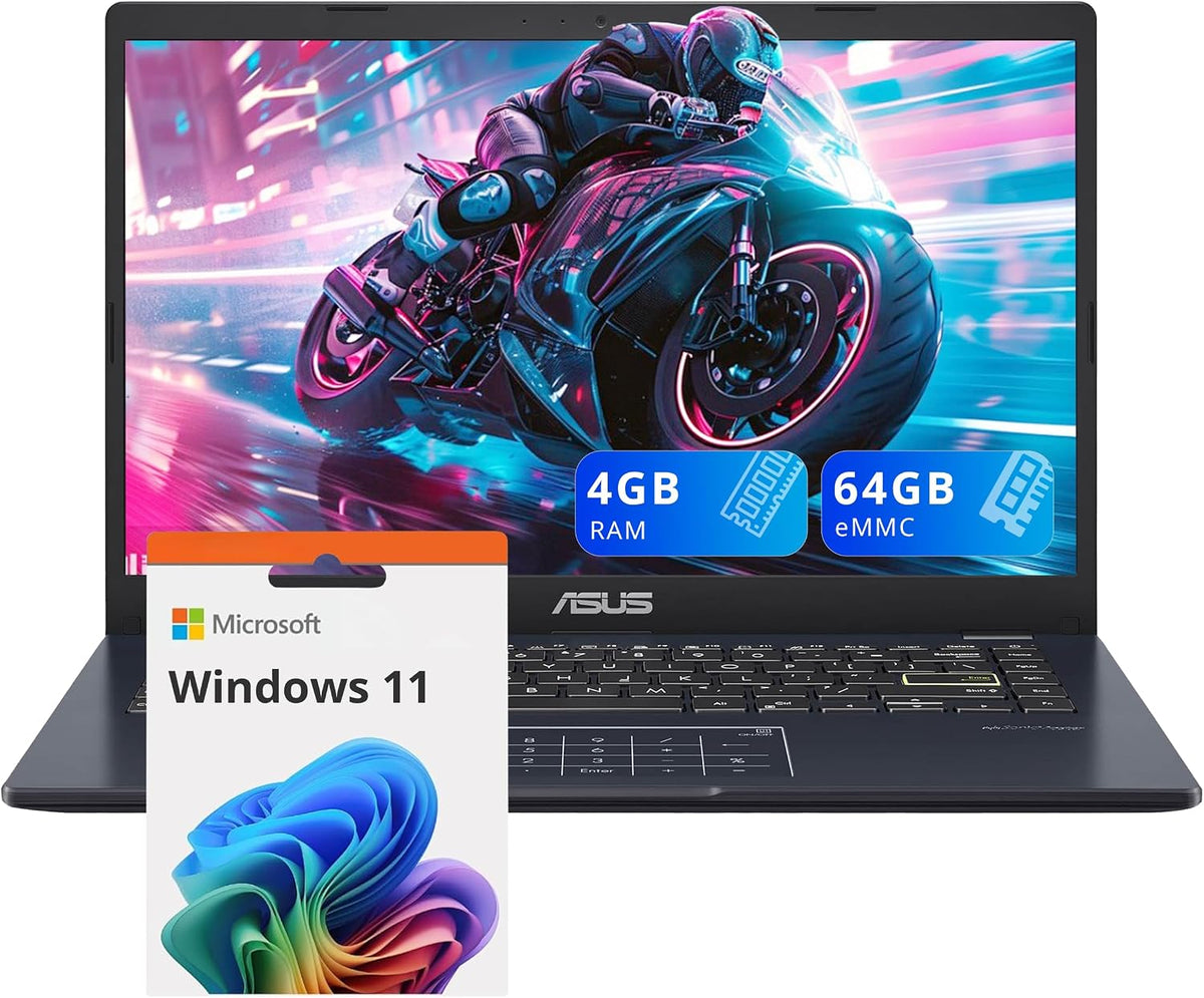 ASUS 14' FHD Laptop, Intel Pentium N6000 Processor, 4GB RAM, 64GB eMMC, Intel UHD Graphics, 720p Webcam, Wi-Fi, Bluetooth, Windows 11, Star Black (Renewed)