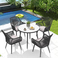 Patiorama 5-Piece Patio Dining Set, Outdoor Dining Table Chair Set, All-Weather Twisted Rattan Wicker Rope Conversation Set,Patio Furniture Set w/Umbrella Hole,Cushioned Chairs&Table(Black&Cross Back)
