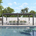 Aoxun Louvered Pergola 10' x 20' 96S Outdoor Metal Pergola with Adjustable Top for Patio, Decks, Gardens and Backyards, Easy Assembly via Structural Patent, Gray