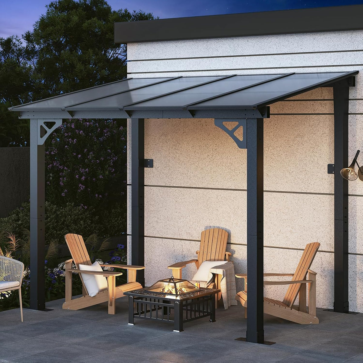Aoxun 8' x 5' Pergola for Patio, Gazebo with Sloped Roof, Grill Pergola Large Wall-Mounted Heavy Duty Awnings, for Backyard, Deck, Patio