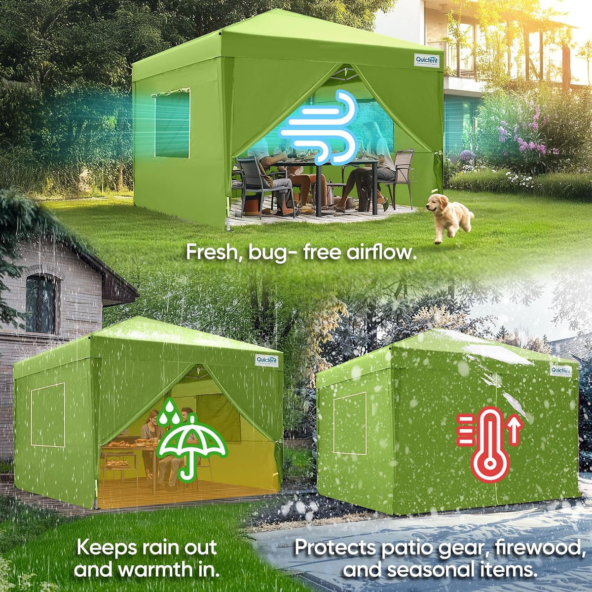 Quictent Privacy 8x8 Pop up Canopy Tent with Sidewalls and Roll-up Ventilated Windows, One Person Easy Setup, Outdoor Commercial Gazebo Shelter Enclosed Waterproof, Bonus 4 Sandbags
