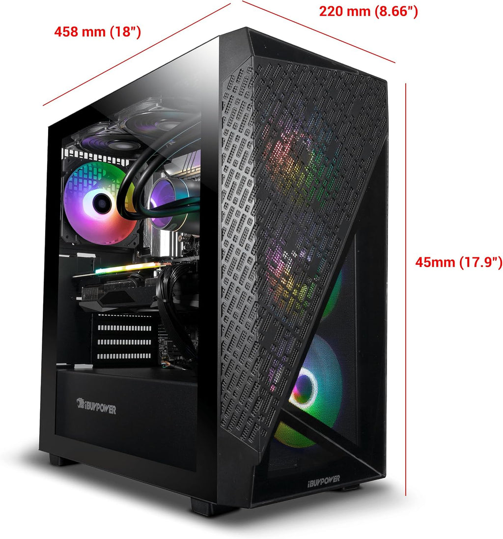 iBUYPOWER SlateMesh Gaming PC Computer Desktop,13th Gen Intel Core i7-13700F, NVIDIA GeForce RTX 4060 8GB, 32GB DDR4 RAM, 2TB SSD, WiFi Ready, Windows 11 Home