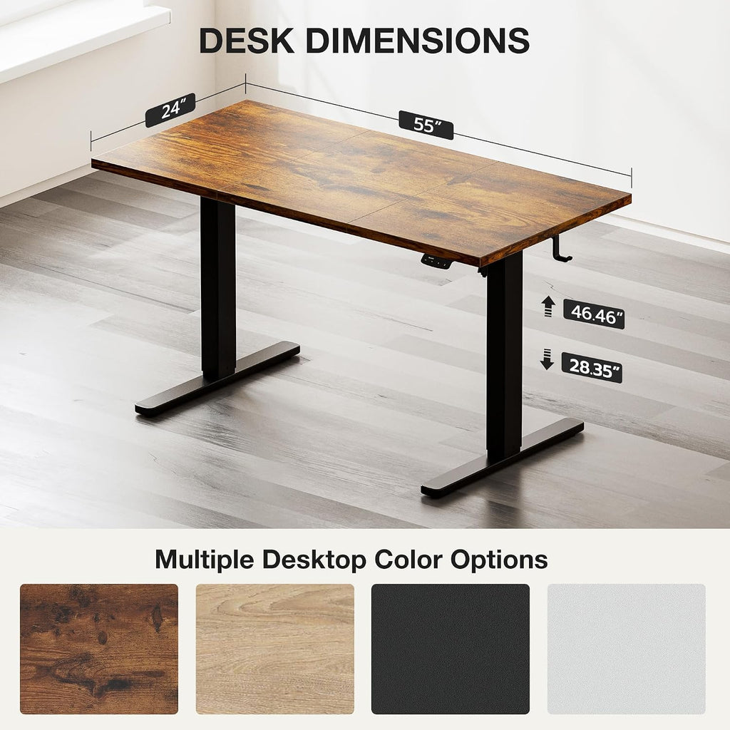 Acrolix Electric Standing Desk, Height Adjustable Home Office Desk with Memory Presets & Cable Management,Rustic Brown Sit Stand Desk for Work from Home, Ergonomic Computer Desk (55' x 24')