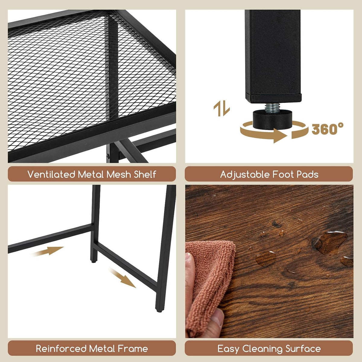 Tangkula 97' Extra Long 2-Person Computer Desk with Power Outlet, Home Office Computer Workstation with Printer Stand, Metal Mesh Shelf & CPU Stand, Double Gaming Table (Rustic Brown)