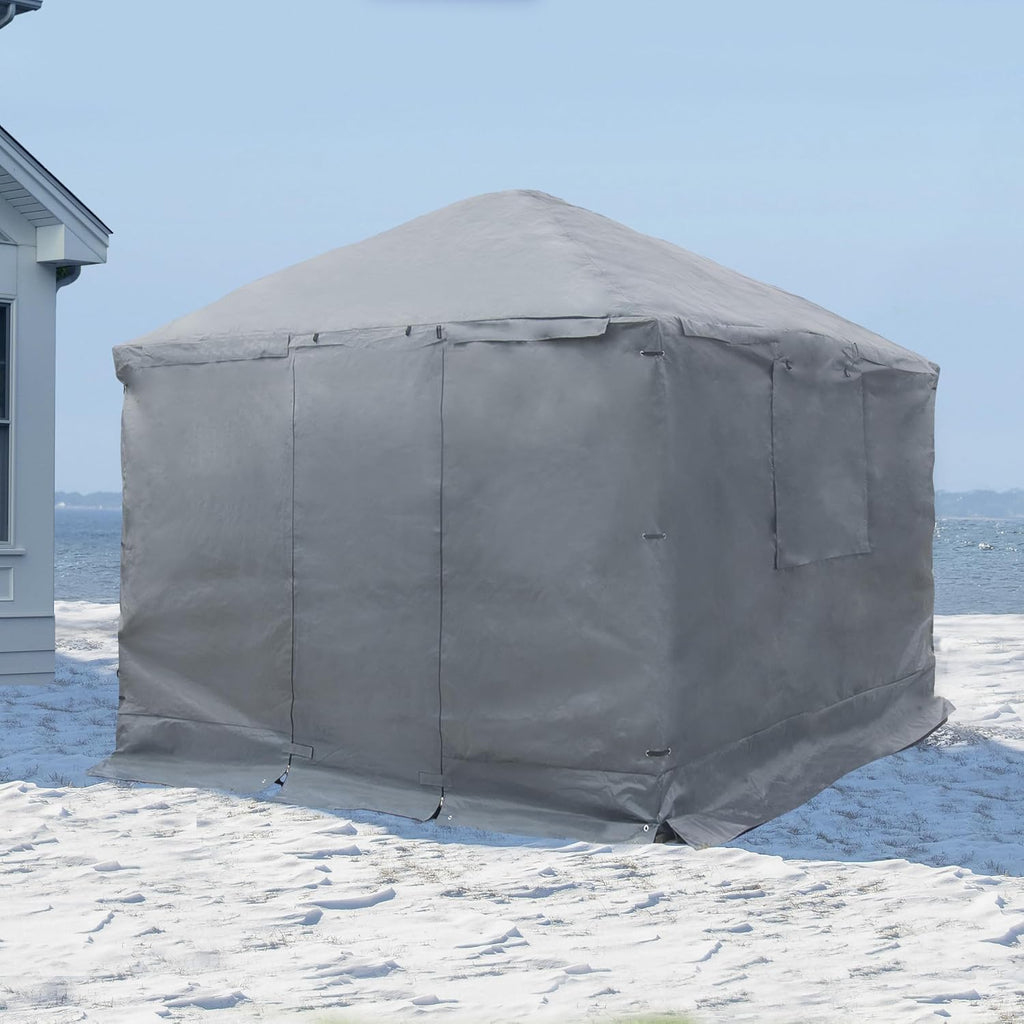 Sojag Winter Cover for Gazebos, Waterproof 8' x 8' Gazebo Accessory with Roll-Up Door, and Vented Panels, All-Season Outdoor Storage