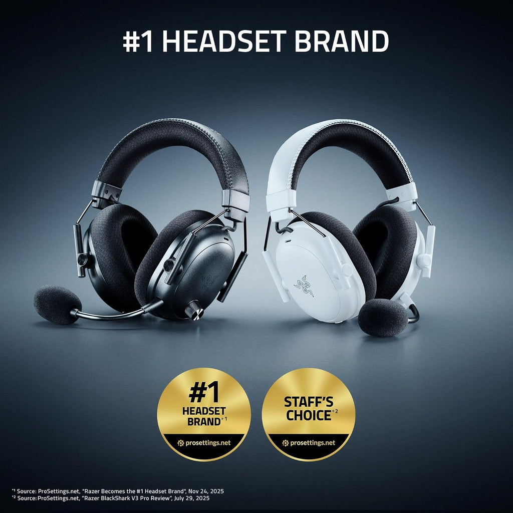 Razer BlackShark V3 Pro Wireless ANC Gaming Headset for PC: Full Band Mic - 50mm Drivers - 2.4 GHz, Bluetooth, USB, 3.5mm - Works with Mac, PS5, Nintendo Switch, Smartphone - 70 Hr Battery - Black