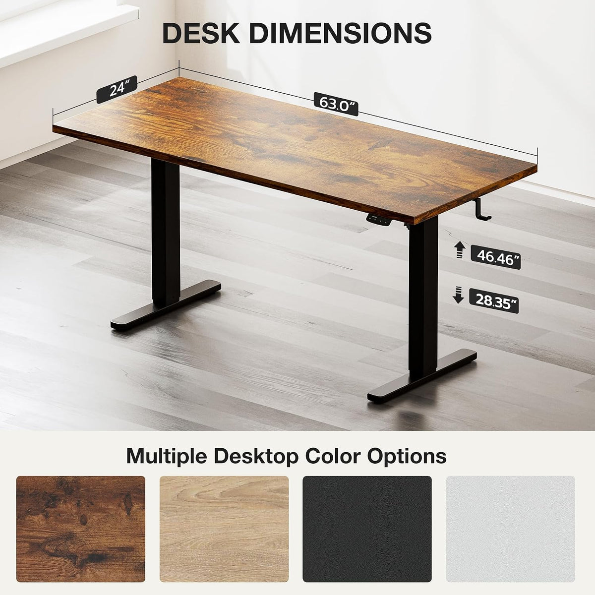 Acrolix Electric Standing Desk, Height Adjustable Home Office Desk with Memory Presets & Cable Management,Rustic Brown Sit Stand Desk for Work from Home, Ergonomic Computer Desk (63' x 24')