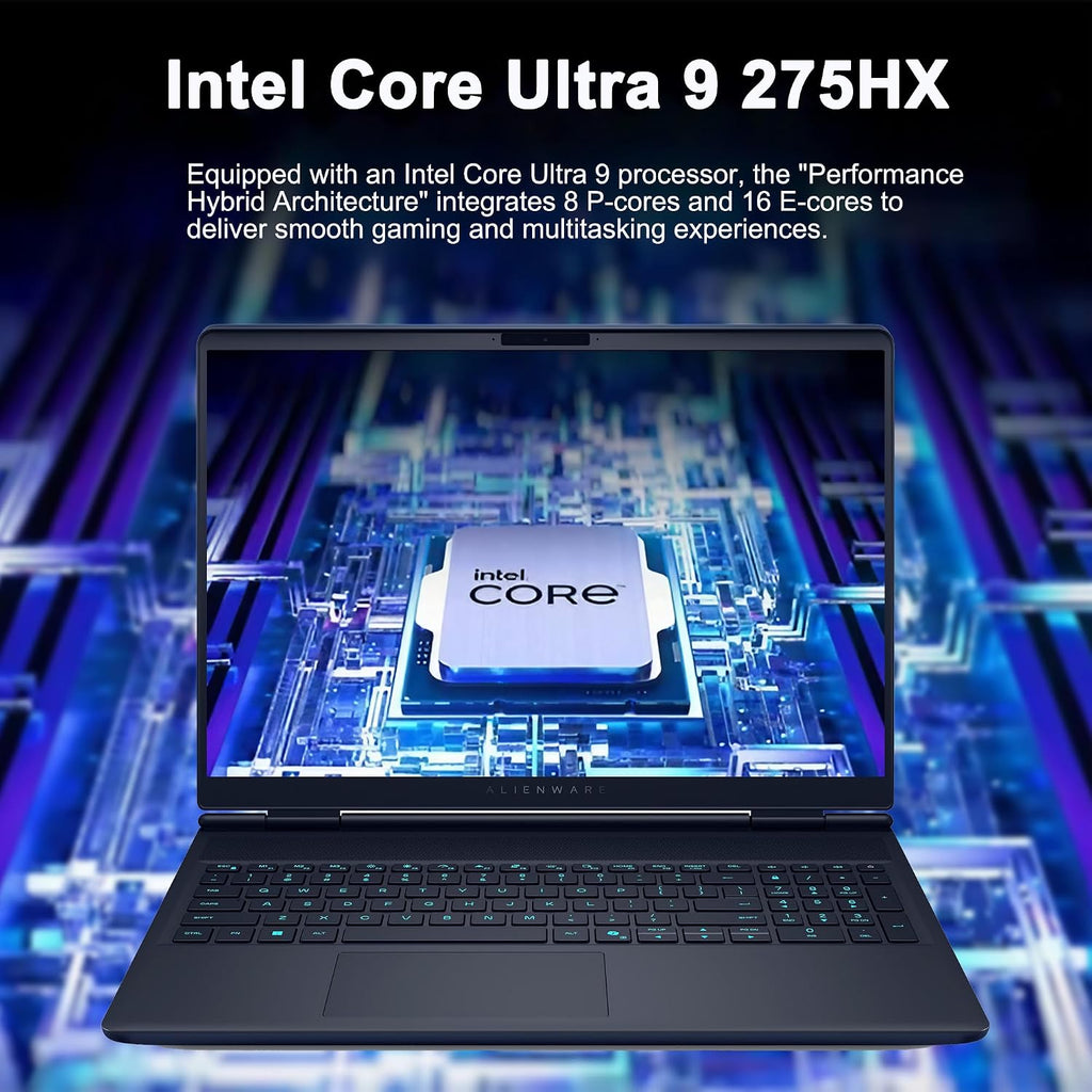 Dell Alienware 16X Aurora Gaming AI Laptop 16' WQXGA 240Hz (100% DCI-P3) Intel 24-core Ultra 9 275HX 32GB RAM 1TB SSD GeForce RTX 5070 (Up to 798 AI Tops) Thunderbolt Win11Pro