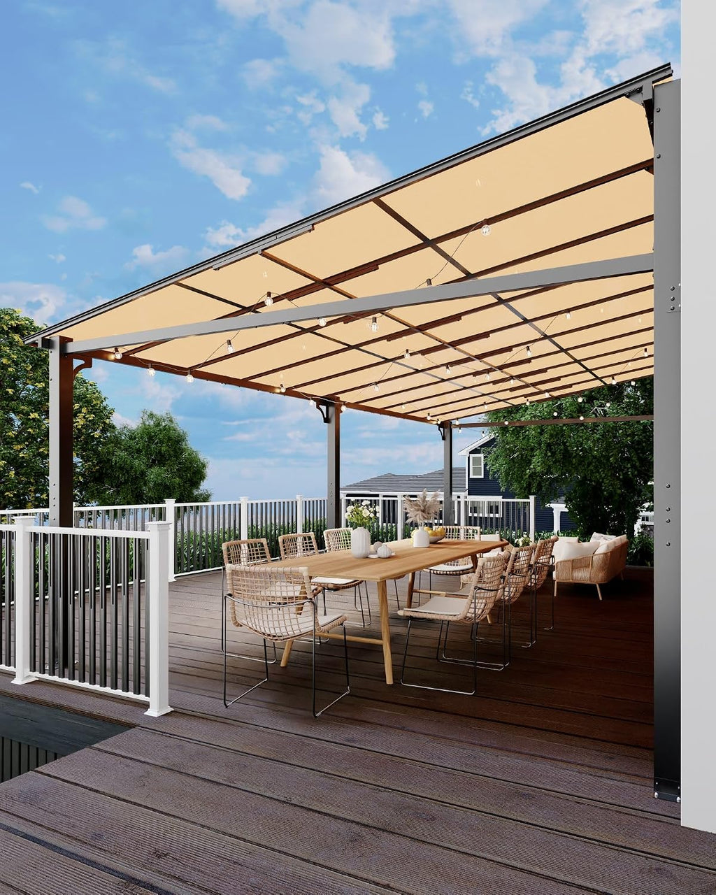 GarveeLife 12 ft x20 ft Upgraded Lean-to Wall-Mounted Gazebo | 6 mm Polycarbonate Roof & Reinforced Aluminum Frame | All-Weather Hardtop Pergola for Patio, Deck, Backyard