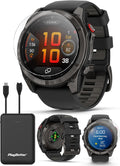 PlayBetter Garmin Fenix 8 Pro AMOLED Sapphire (51mm, Carbon Gray DLC Titanium) Multisport GPS Smartwatch Bundle - 1.4' Touchscreen, inReach Technology Portable Charger & Screen Protectors