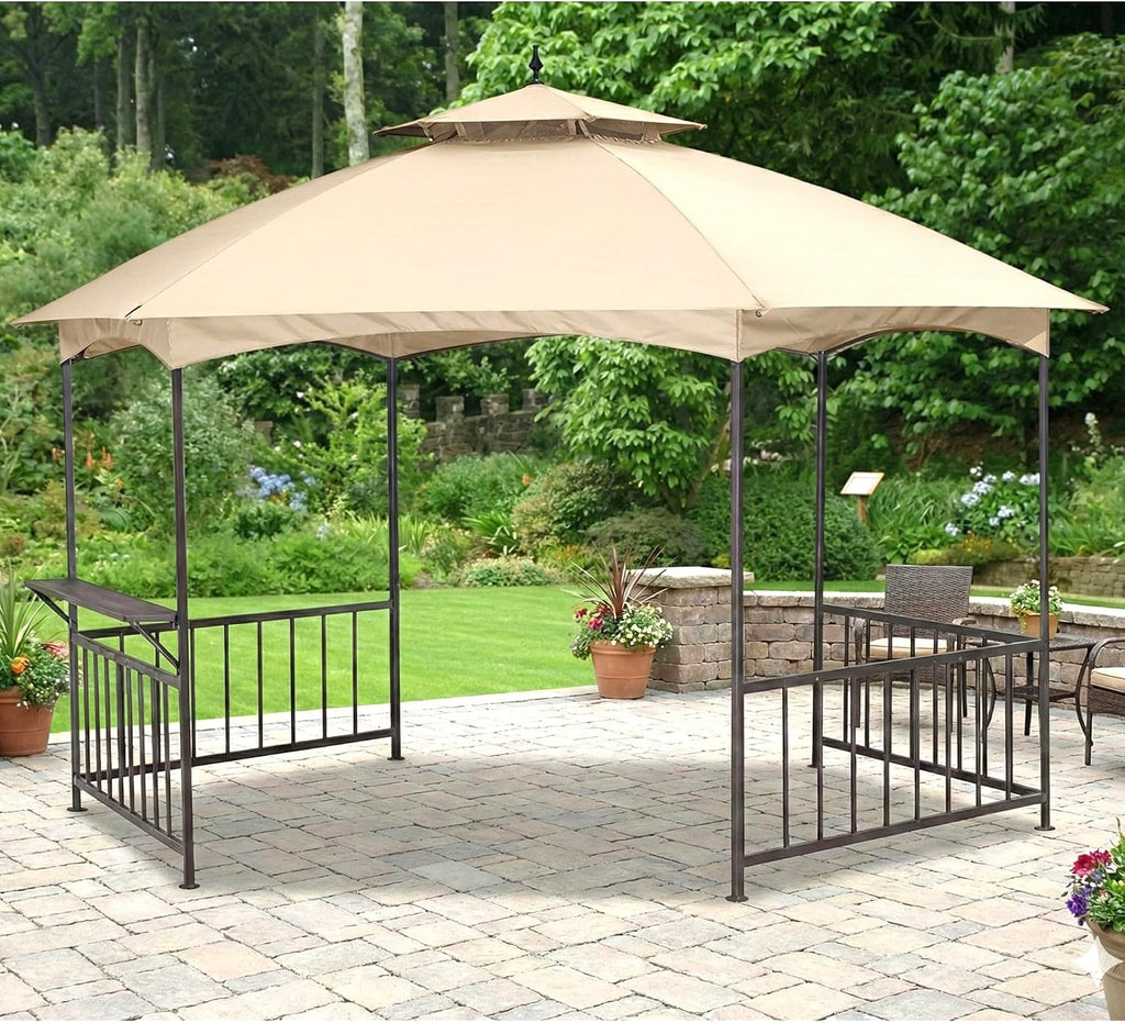 Garden Winds Reinforced Replacement Canopy Top Cover Compatible with The D-GZ076PST-D Madison Hexagon Gazebo - Classic Sand, Riplock 350