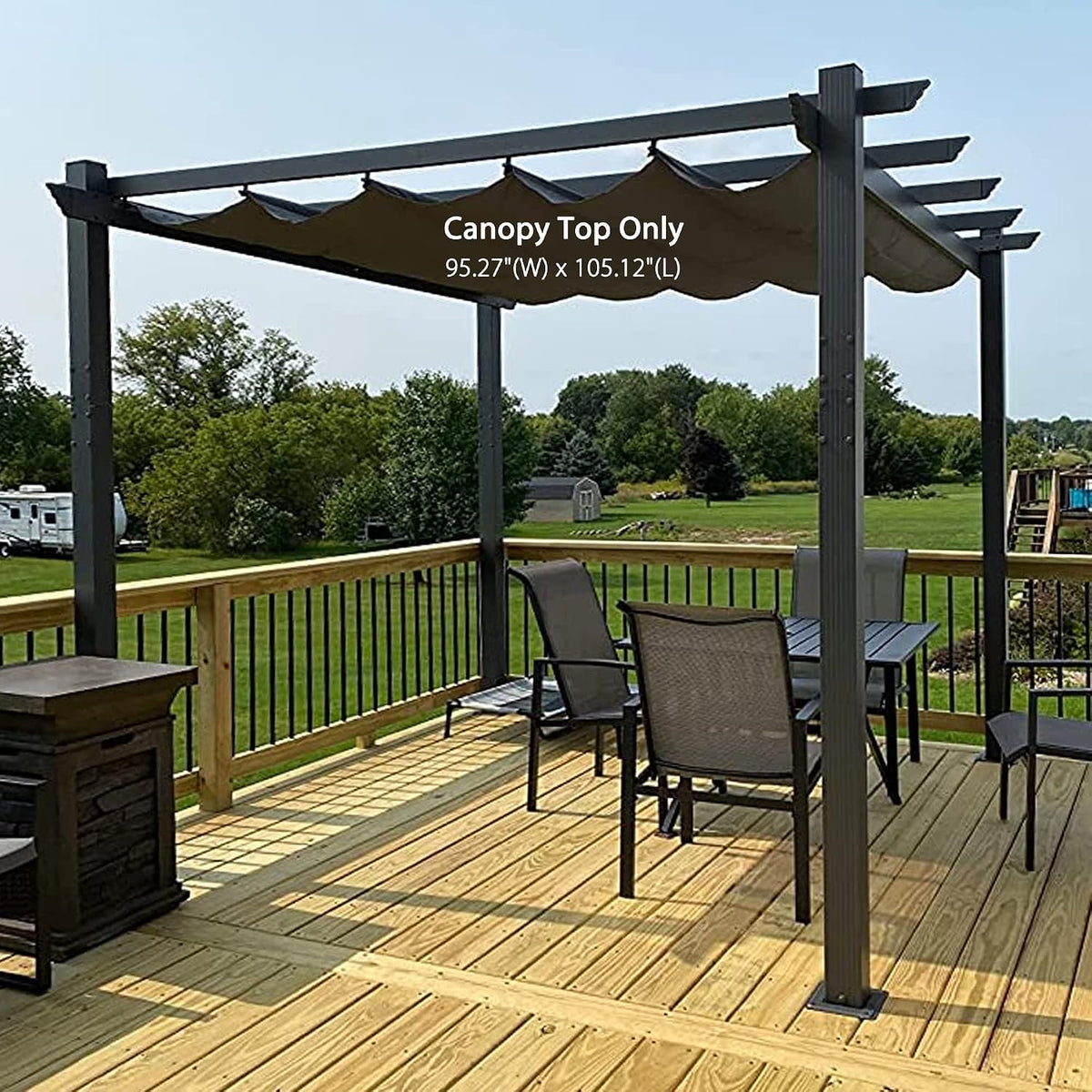 PURPLE LEAF Pergola Shade Cover for 10' X 10' Deck Porch Outside Outdoor Retractable Durable Fabric Canopy Replacement Top Only Gray